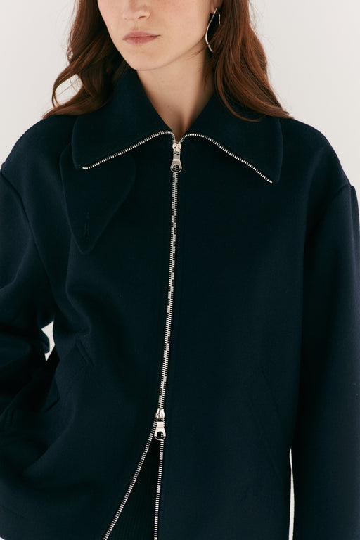 Navy Wool Bomber Jacket