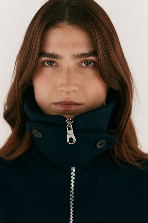 Navy Wool Bomber Jacket