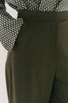 Olive Green Wool Wide Leg Trouser