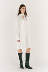 Ivory Silk Tie Neck Dress