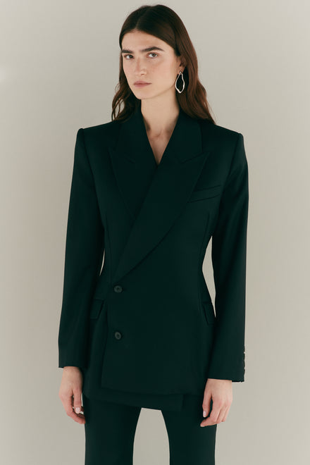 Asymmetrical Black Double Breasted Jacket