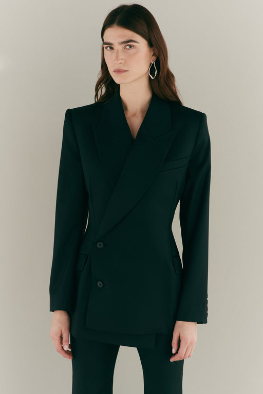 Asymmetrical Black Double Breasted Jacket