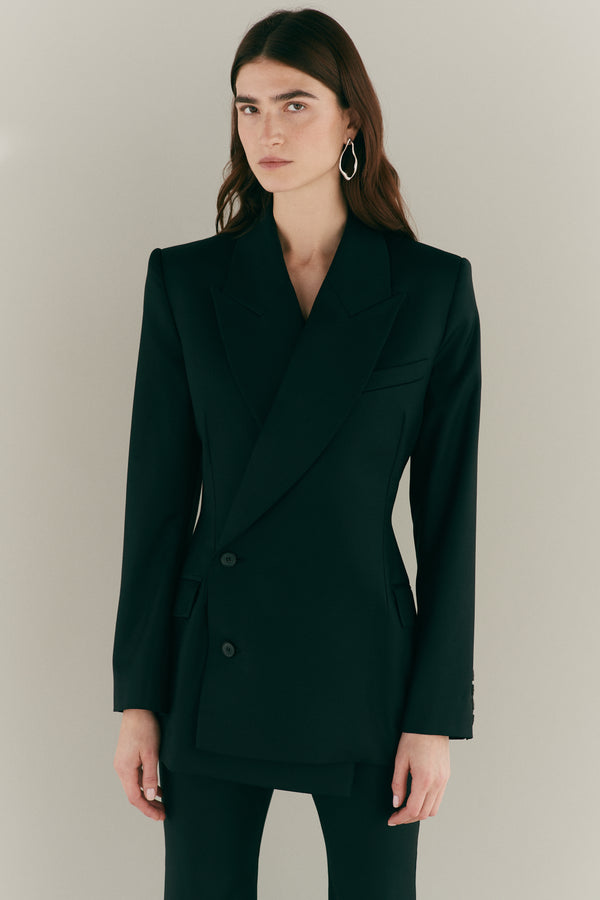 Asymmetrical Black Double Breasted Jacket