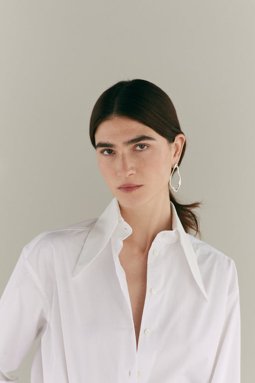 Exaggerated Collar Oversized Tailored Organic Poplin Shirt