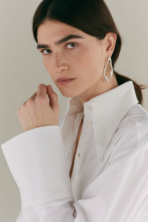 Exaggerated Collar Oversized Tailored Organic Poplin Shirt