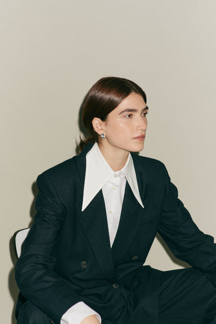 Micro Navy pinstripe  Double Breasted Jacket