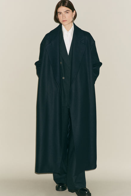 Navy Wool Grandad coat