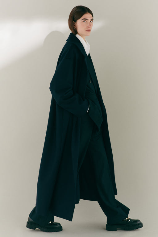 Navy Wool Grandad coat