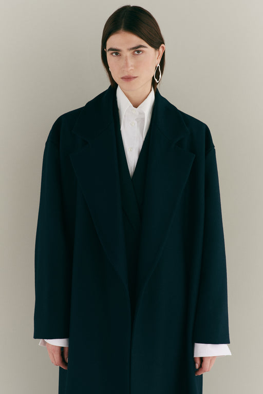 Navy Wool Grandad coat