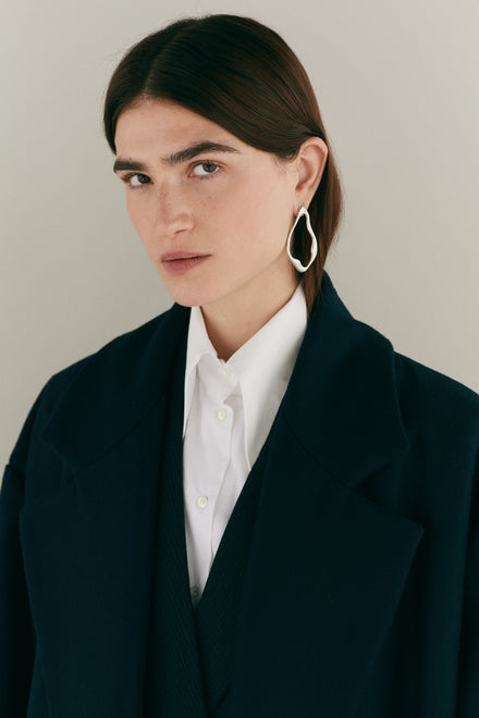 Navy Wool Grandad coat