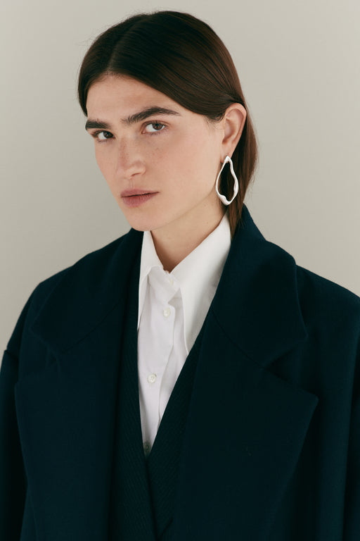 Navy Wool Grandad coat
