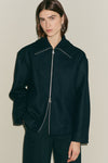 Navy Wool Bomber Jacket