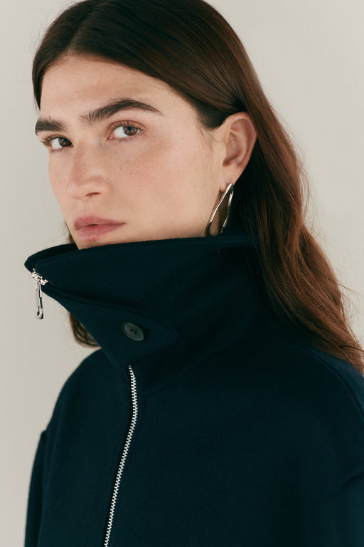 Navy Wool Bomber Jacket