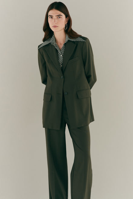 Olive Green Wool Single Breasted Jacket