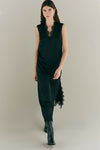 V Neck Black Lace & Silk Slip Dress
