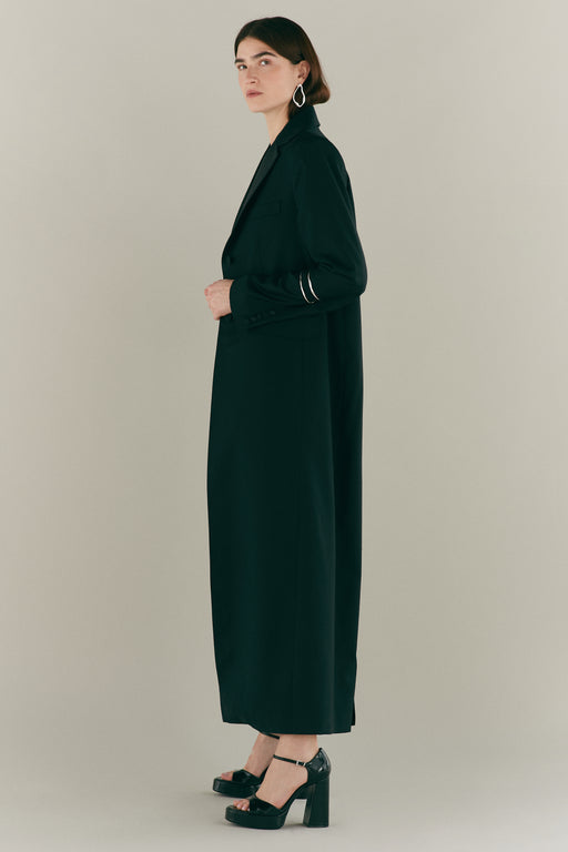 Long Single Breasted Black Tuxedo Coat