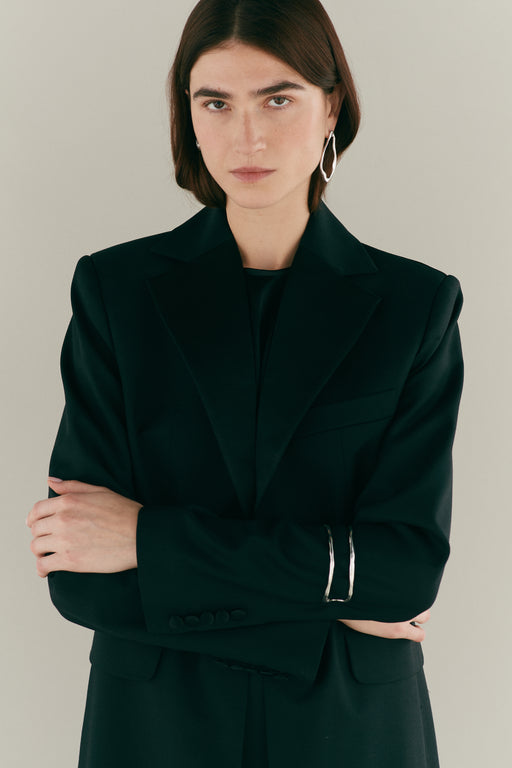 Long Single Breasted Black Tuxedo Coat