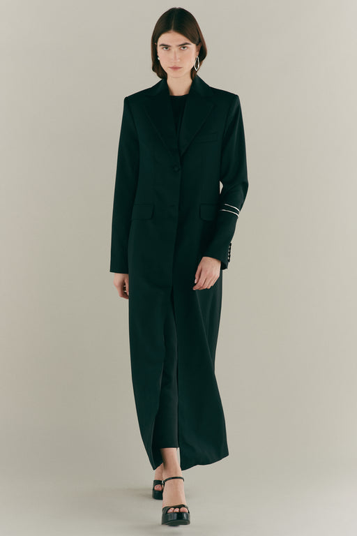 Long Single Breasted Black Tuxedo Coat