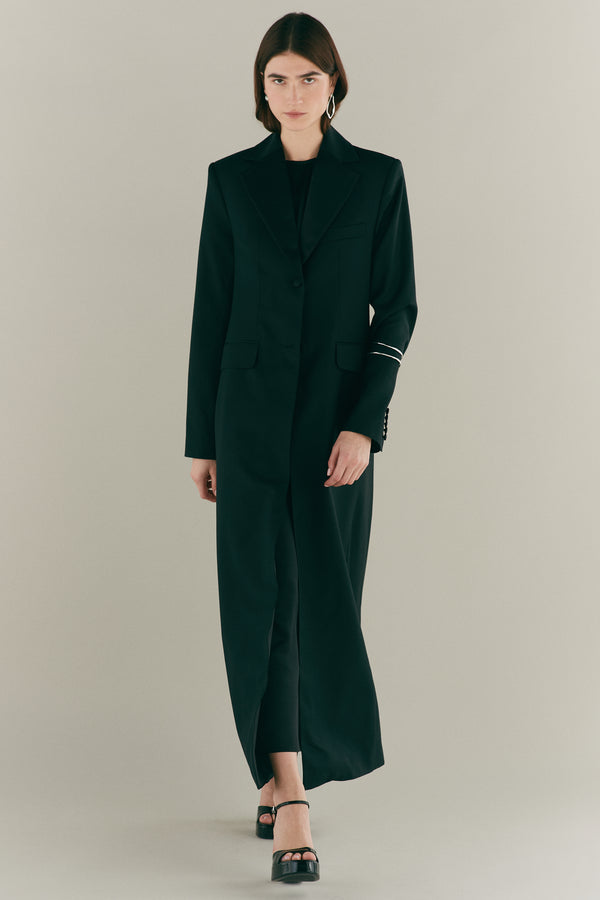 Long Single Breasted Black Tuxedo Coat