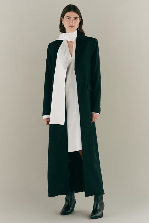 Ivory Silk Tie Neck Dress