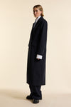 Navy Double Breasted Tailored Wool Coat