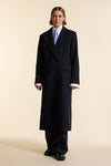 Navy Double Breasted Tailored Wool Coat