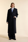 Black Double Breasted Tailored Wool Coat