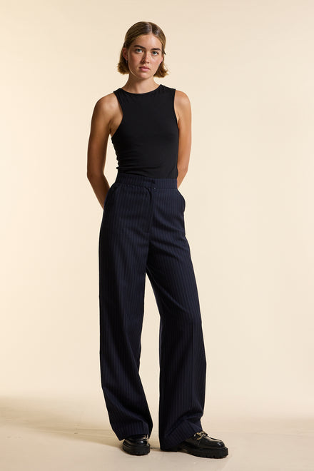 Pinstripe Wide Leg Trouser