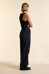 Black Cotton Jersey Asymmetrical Tank Top