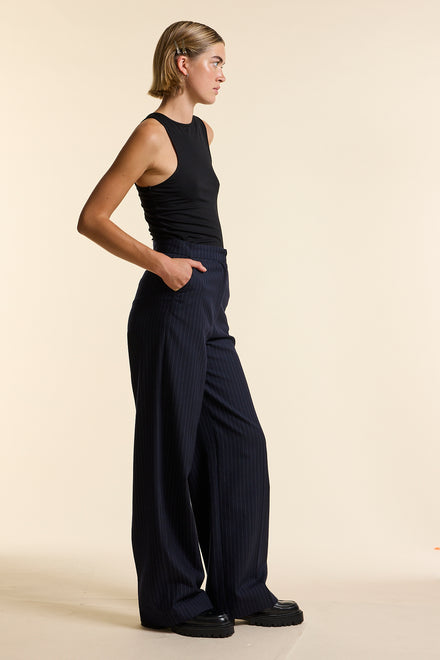 Pinstripe Wide Leg Trouser