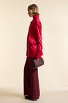 Red Silk Tie Neck Shirt