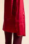 Red Silk Tie Neck Shirt