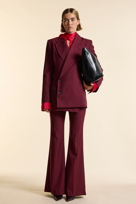 Burgundy Wool Asymmetrical Jacket