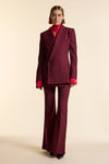 Burgundy Wool Fit & Flare Trouser