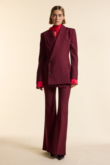 Burgundy Wool Asymmetrical Jacket