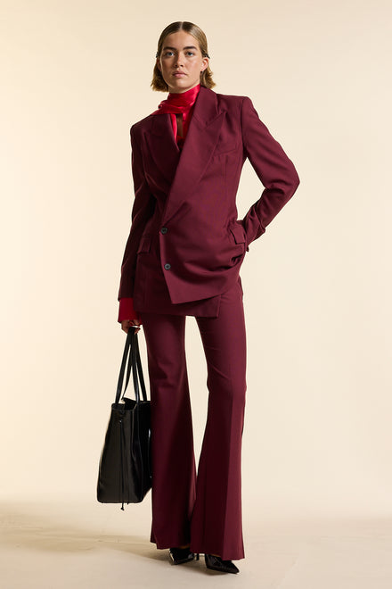 Burgundy Wool Asymmetrical Jacket