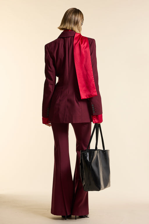 Burgundy Wool Asymmetrical Jacket
