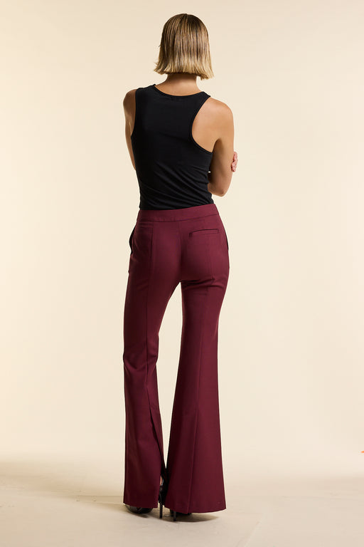Burgundy Wool Fit & Flare Trouser