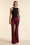 Burgundy Wool Fit & Flare Trouser