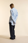 Blue Exaggerated Collar Oversized Tailored Organic Poplin Shirt