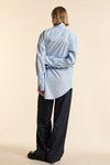 Blue Exaggerated Collar Oversized Tailored Organic Poplin Shirt