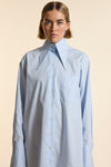 Blue Exaggerated Collar Oversized Tailored Organic Poplin Shirt