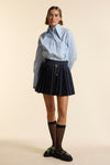 Navy Wool Bold Pinstripe Mini Kilt