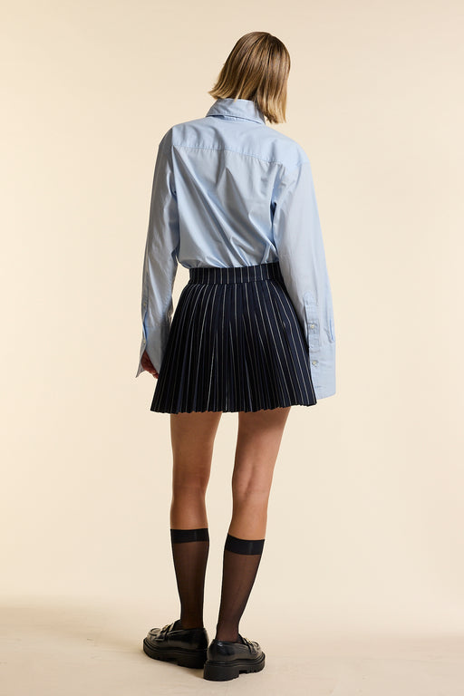 Navy Wool Bold Pinstripe Mini Kilt
