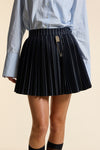 Navy Wool Bold Pinstripe Mini Kilt