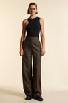 Chocolate Pinstripe Wide Leg Trouser
