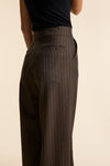 Chocolate Pinstripe Wide Leg Trouser
