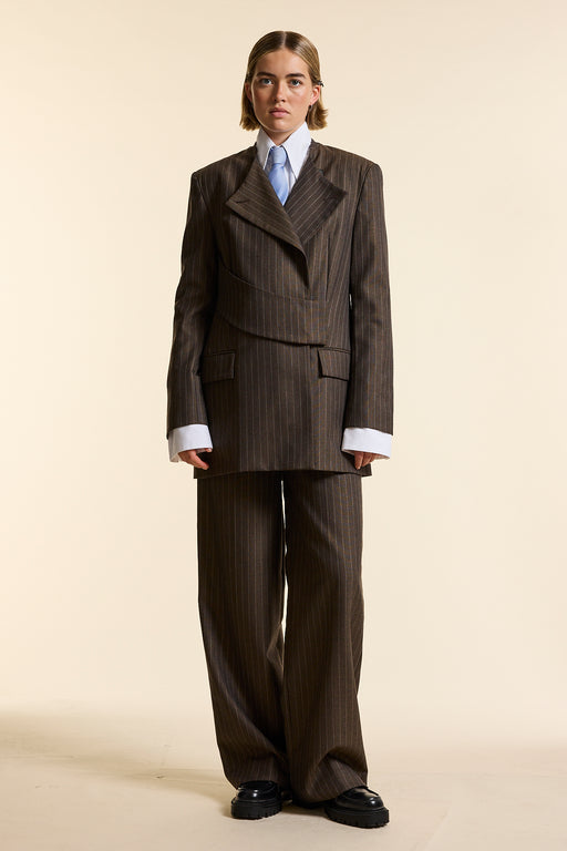 Chocolate Pinstripe Wrap Jacket