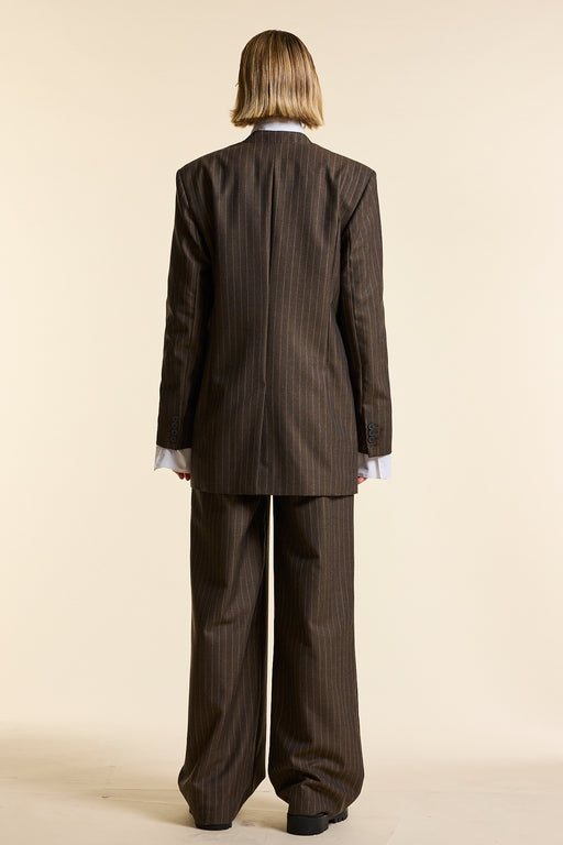 Chocolate Pinstripe Wrap Jacket