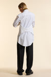 White Asymmetrical Collar Oversized Tailored Organic Poplin Shirt